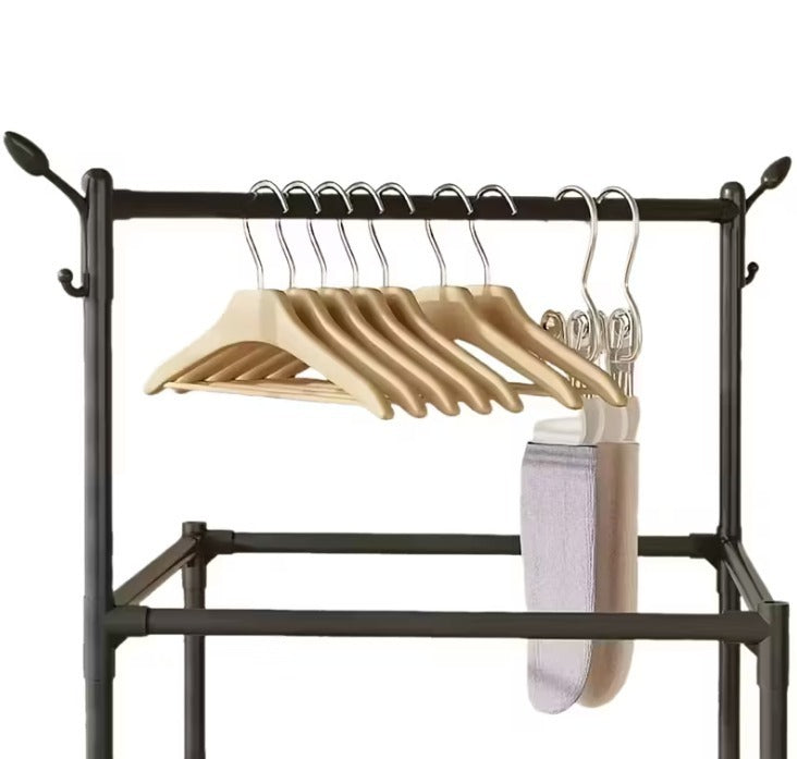 Multi-Purpose Clothes Hanging Rack with Storage Shelves – Durable Metal Stand for Coats, Hats, Umbrellas – Strong Support Organizer for Entryway & Bedroom