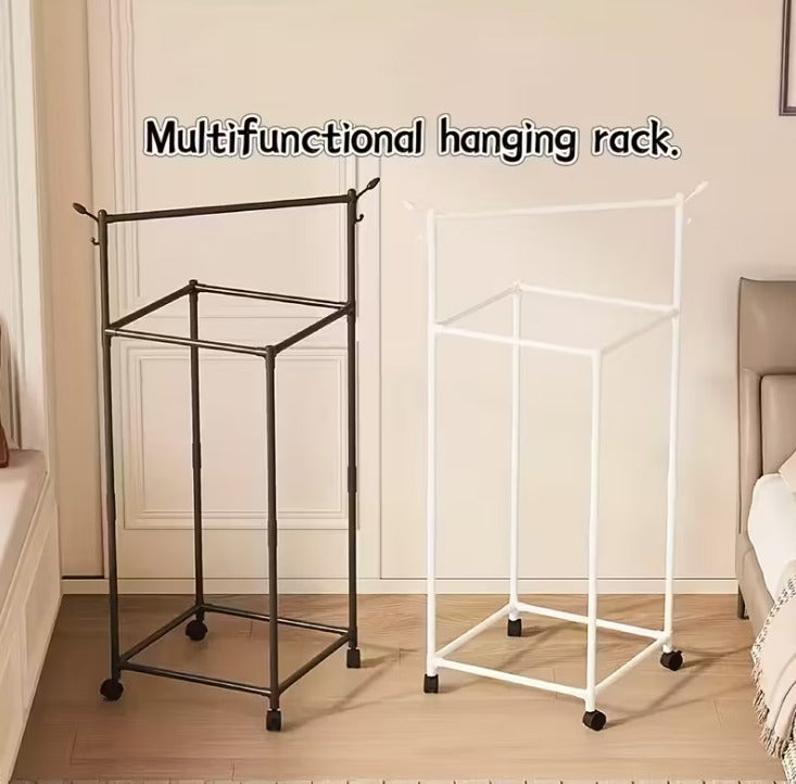 Multi-Purpose Clothes Hanging Rack with Storage Shelves – Durable Metal Stand for Coats, Hats, Umbrellas – Strong Support Organizer for Entryway & Bedroom