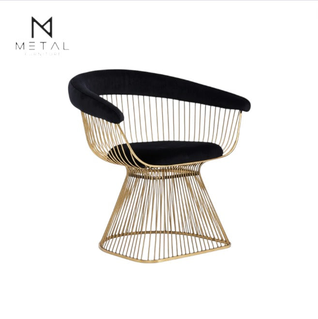 Modern gold frame metal accent chair by Metal Furniture, featuring sleek design for luxury living room decor.