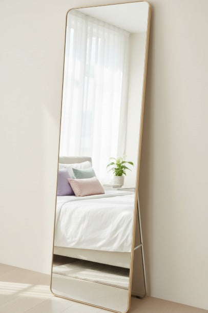 Unbreakable full-length wall mirror by Metal Furniture, modern design, leaning and wall-mounted options, fits contemporary interior decor
