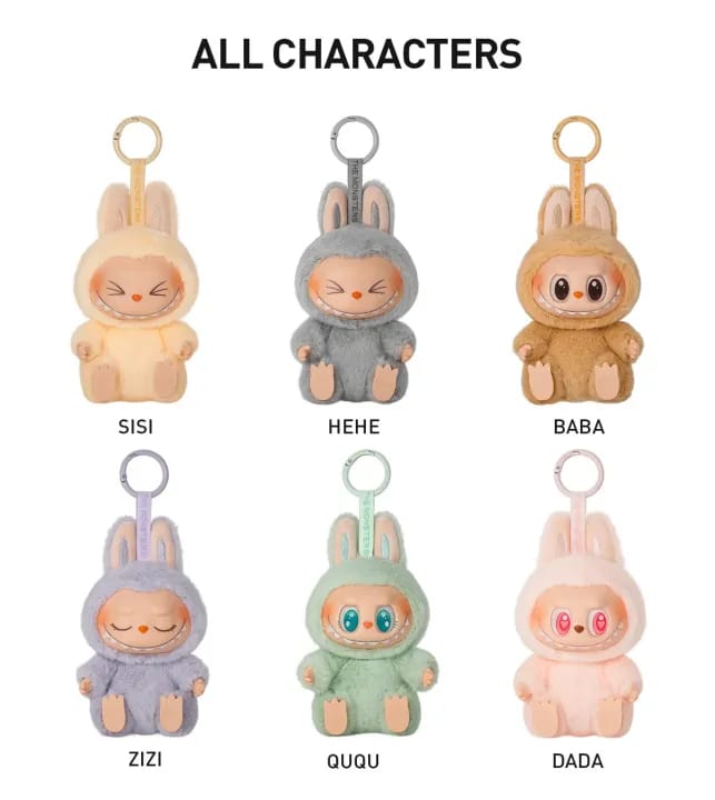 Labubu Multi Bunny Plush Keychain Soft Stuffed Doll Kawaii Rabbit Bag Charm Cute Toy Key Ring