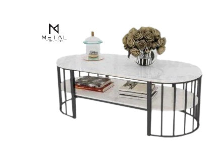 2 Shelf Oval Shape Center Table Rode Based Elegent Look And Modern Desion