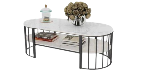 2 Shelf Oval Shape Center Table Rode Based Elegent Look And Modern Desion