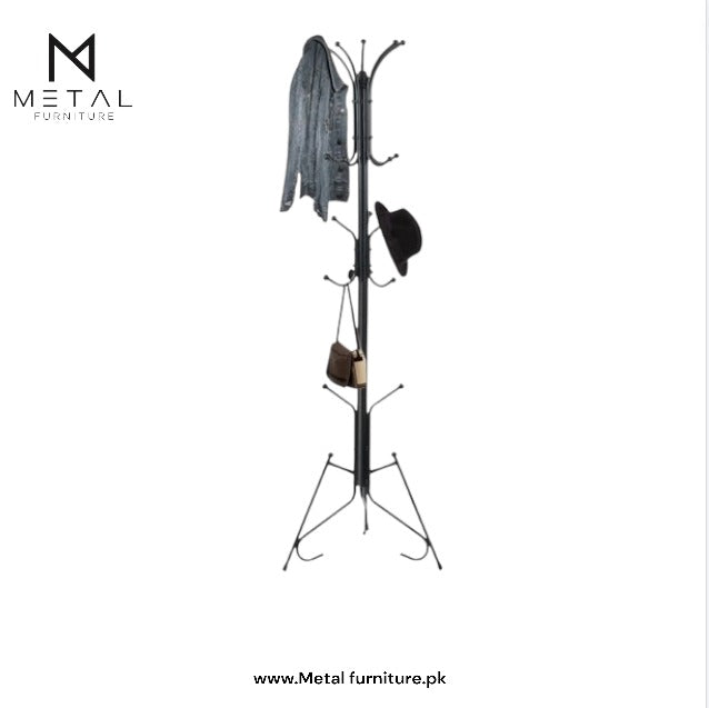 Strong Metal Coat & Bag Stand with Multiple Hooks – Space-Saving Multi-Purpose Organizer for Clothes, Hats, Scarves & Umbrellas