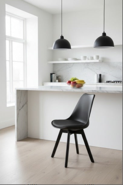 Modern Metal Furniture tulip chair with smooth seat and sturdy metal legs, stylish and reliable seating for contemporary interiors.