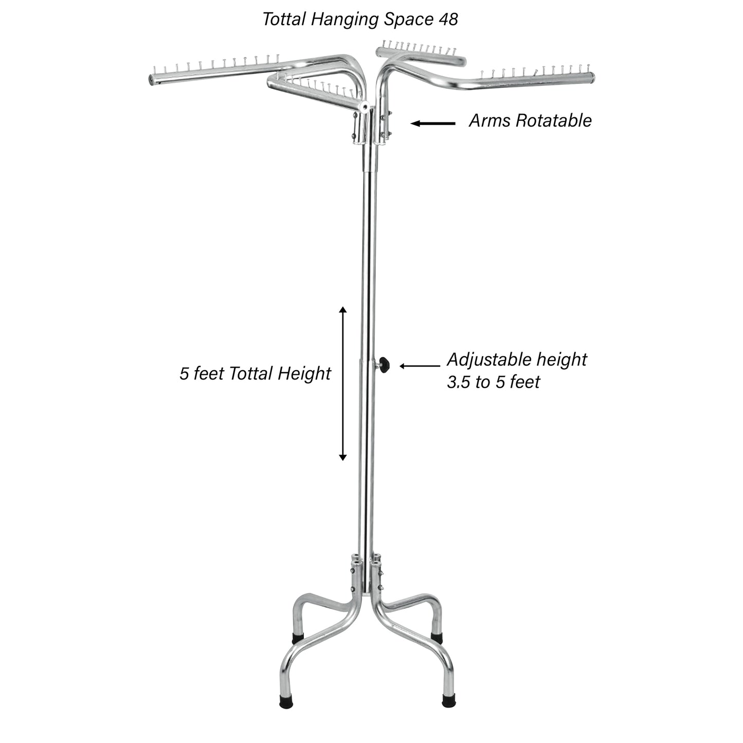 Boutique Hanger 4 Layer Cloth Hanging Stand 48 Hangers Hanging Space Silver