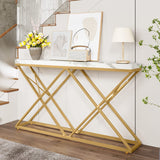 X Model Based Console Table Marble Texture Top Luxury Look