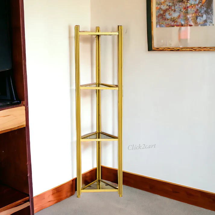 Triangle Shaped Rack Triangle Shape Corner Rack Gold Paint Finish – Metal Furniture