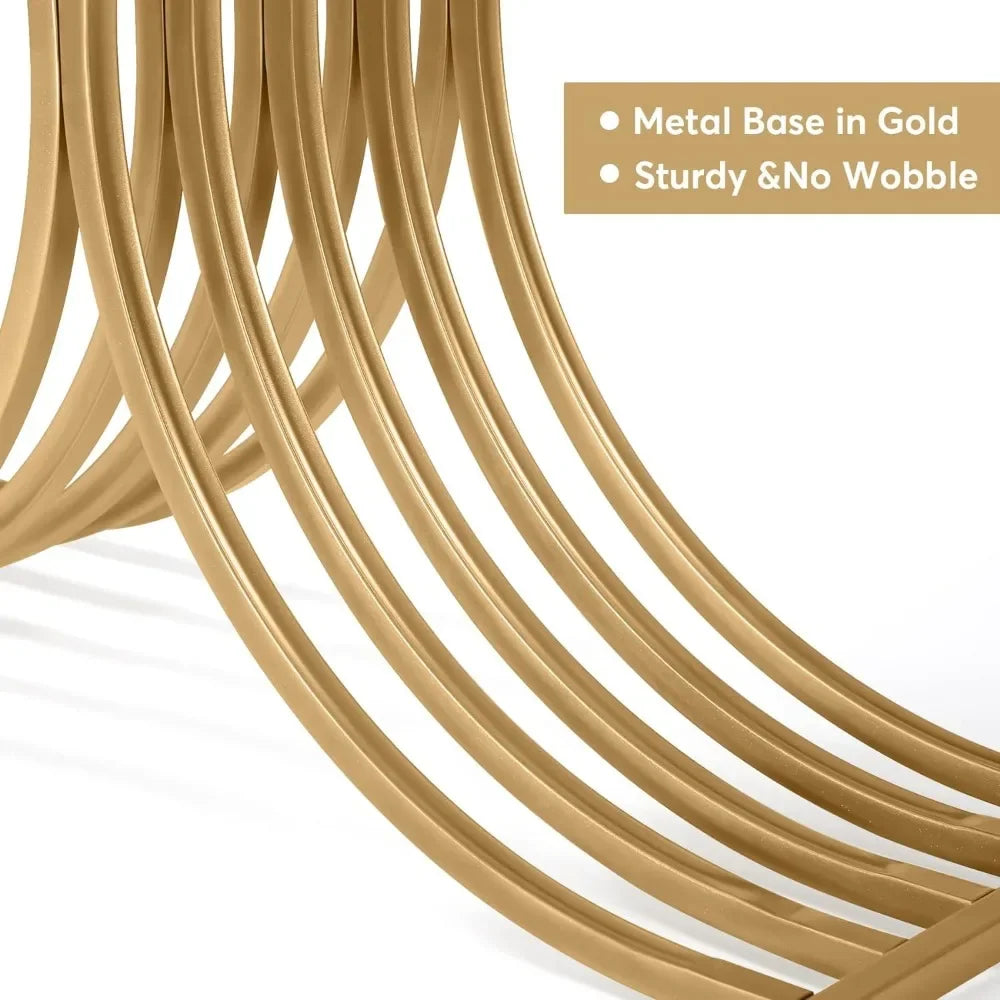 Double Side Half Ring Console Table Gold Paint Finish