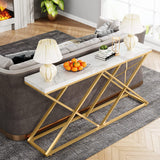 X Model Based Console Table Marble Texture Top Luxury Look