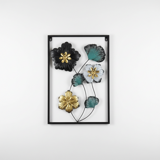 Gilded Bloom Metal Wall Art - Black Gold Unique Designed