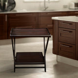 Beach Wood Double Top Folding Table Tea Serving Table