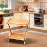 Beach Wood Double Top Folding Table Tea Serving Table