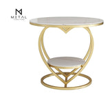 Double Heart Shape Based Coffee Table Metal Frame Side Table