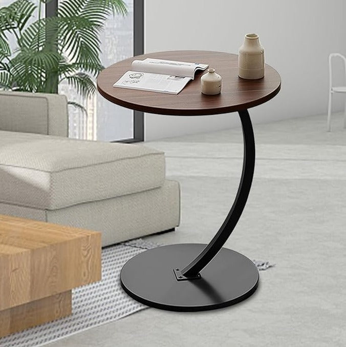 Wooden top side coffee table with sturdy metal frame for living room, crafted by Metal Furniture.