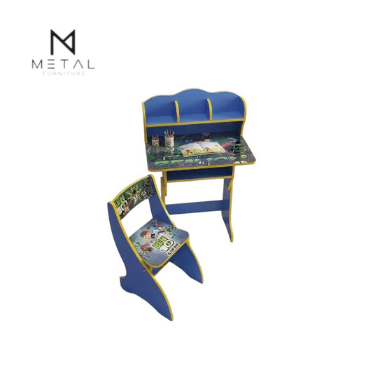 Ben 10 Kids Study Table & Chair Set | Stylish Cartoon Study Desk for Boys | Children’s Learning, Writing, Drawing, Reading & Activity Table for Bedroom, Playroom & Study Corner