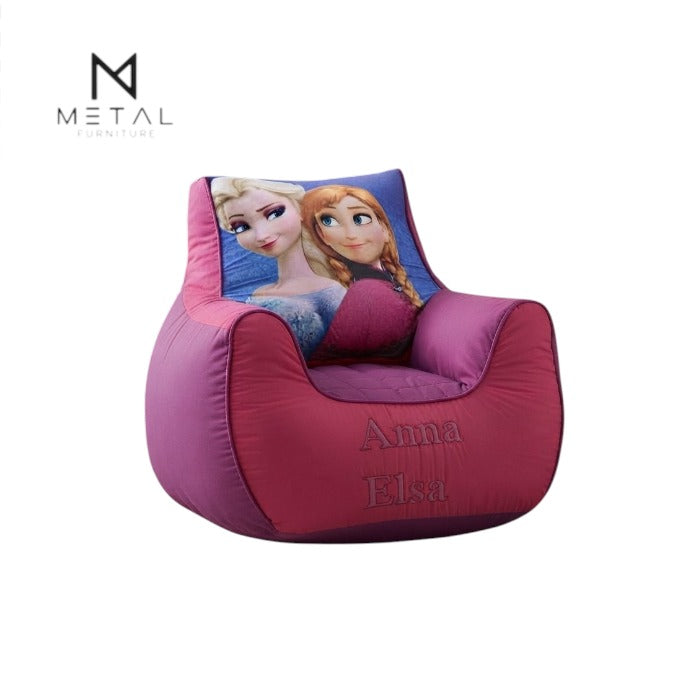 Frozen Anna & Elsa Bean Bag for Girls | Princess Cartoon Seating Chair for Bedroom, Playroom & Relaxation