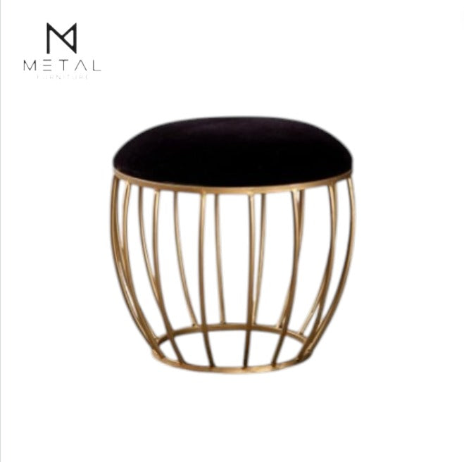 Metal Furniture ottoman stool with a round cushioned top, ideal for living room décor and extra seating.