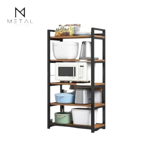 Metal Furniture 5-layer oven rack with multiple shelves, perfect for kitchen organization and oven storage.