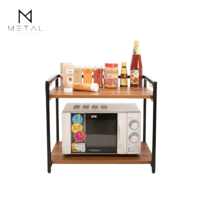 Metal Furniture 2-shelf oven rack with metal frame for kitchen organization, showing sturdy construction and spacious storage.
