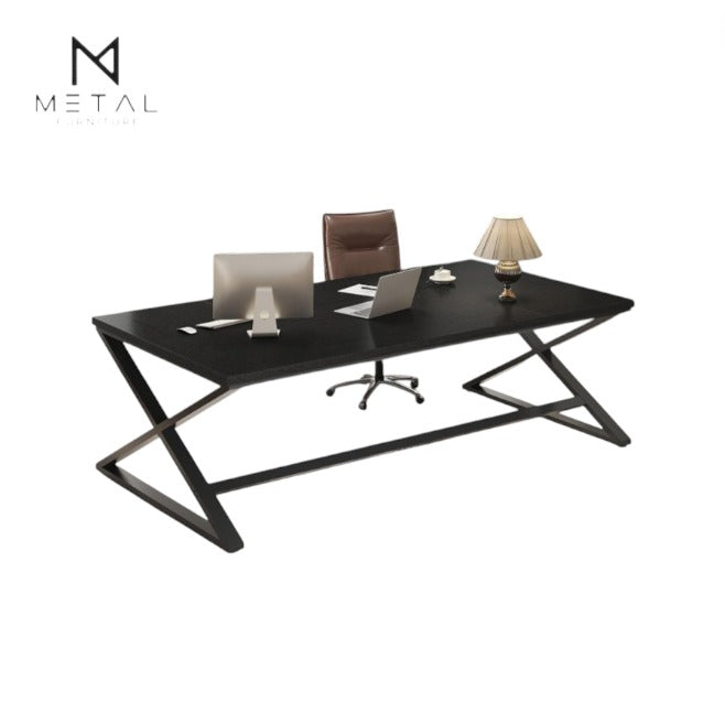 Modern minimalist Metal Furniture office desk with elegant wooden finish, ideal for study, work, and professional office environments.