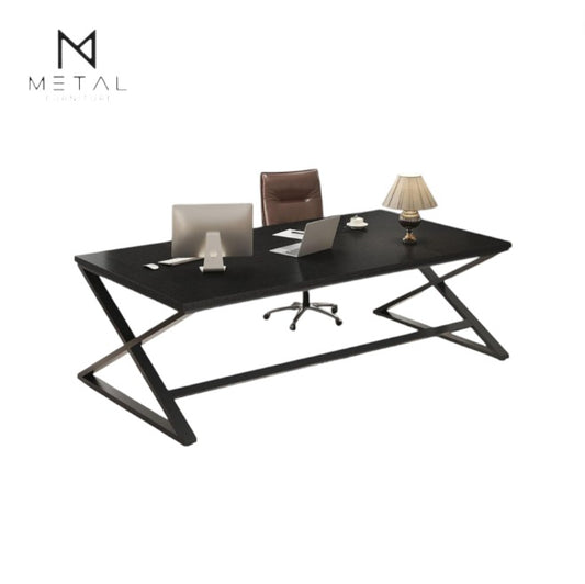 Modern minimalist Metal Furniture office desk with elegant wooden finish, ideal for study, work, and professional office environments.