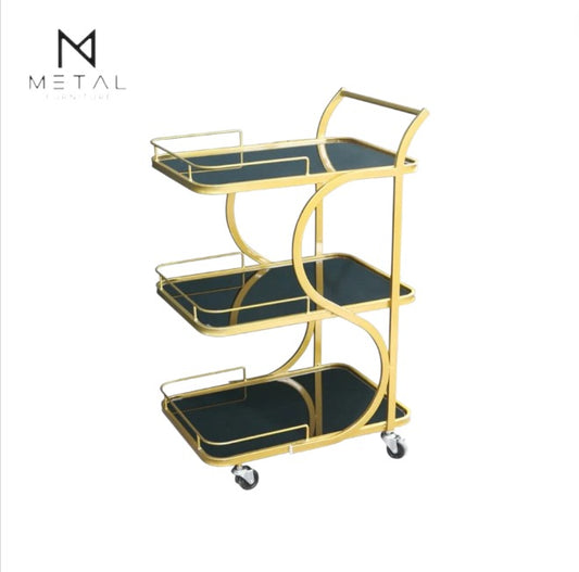 3-Tier S Shape Tea Trolley Kitchen Trolley For Household