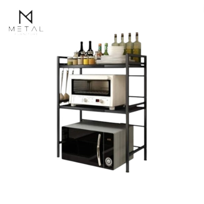 Double shelf metal oven rack from Metal Furniture, showcasing a sturdy kitchen organizer with two tiers for oven and cookware storage.