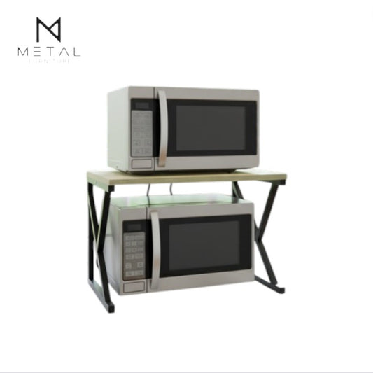 Metal Furniture dual oven storage stand with modern design, sturdy oven rack for organized kitchen oven storage.