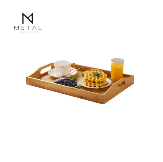 Multipurpose Breakfast Serving Tray | Modern Food & Tea Tray for Home | Single Wooden Breakfast Tray
