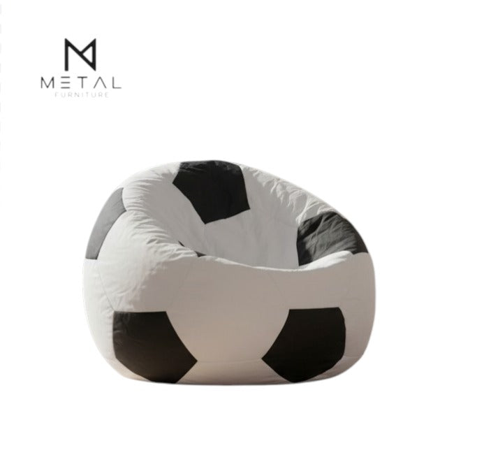 Classic White Football Bean Bag Chair | Sporty Soccer-Themed Seating for Kids, Teens & Gaming Rooms
