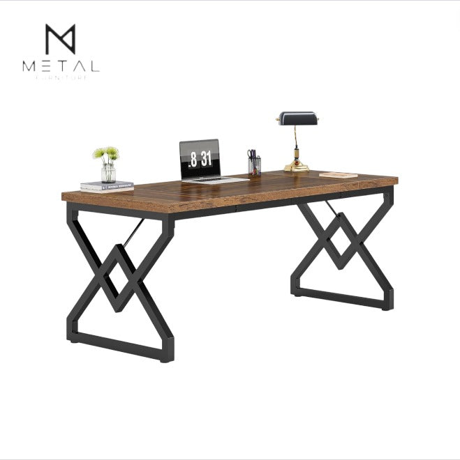 Modern wooden office desk by Metal Furniture, featuring a sleek design ideal for home and office workspace setups.