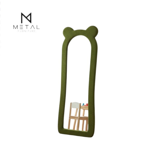 Full-length mirror with a plush teddy bear bouclé fabric frame by Metal Furniture, showcasing a modern and soft design.