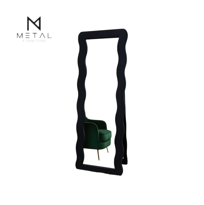 Square Wave Bouclé Fabric Mirror – Full Length Standing Mirror