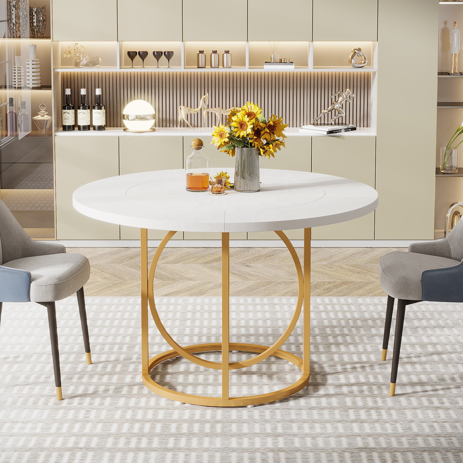 2025 Round Luxury Golden Dining Table