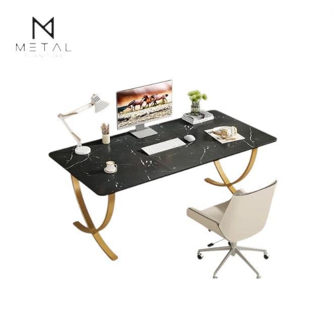Metal Furniture Simple Workstation Desk, sleek modern office desk with a smooth surface, ideal for home or workplace use.