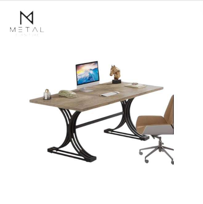 Industrial Metal Furniture curve-based office desk with a modern design, ideal for home workspace, study room, or professional office.