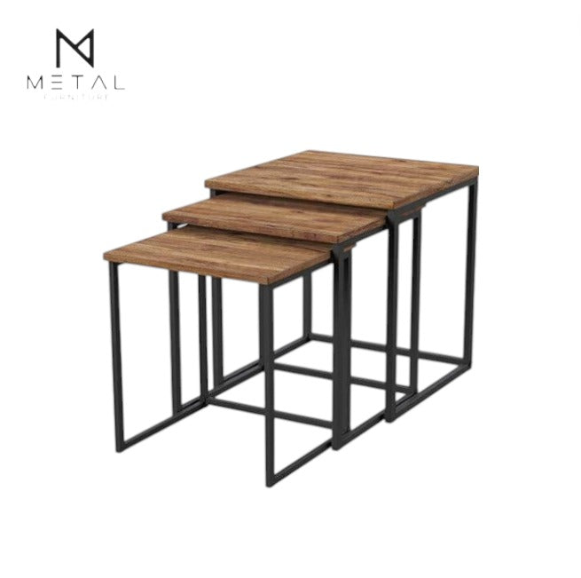 Three modern square nesting tables by Metal Furniture, sleek and elegant with a contemporary design for stylish home decor.