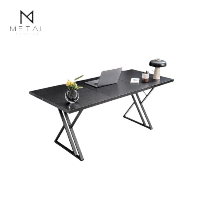 Metal Furniture X-Frame office desk with wide tabletop and heavy-duty metal legs, ideal for home, office, or study workspace.