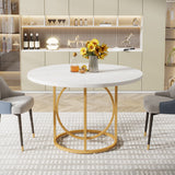 New Tribe Signs 2025 – Luxury Round Simple Dining Table with Circle Golden Base for Dining Room
