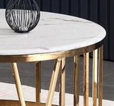 Luxury Center Table  White Marble texture top  with Gold metal Base for Living Room