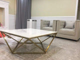 Pentagon Metal Base  wooden Marble texture Top Center Table Living Room Furniture