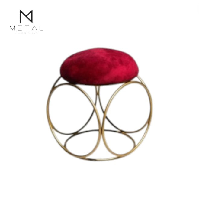 Metal Furniture 6 ring ottoman stool for home decor, featuring a modern design with six interconnected rings and cushioned top.