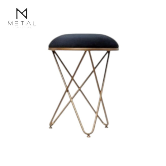 Velvet top cross-leg ottoman stool by Metal Furniture, ideal for living room decor with a modern design and sturdy wooden legs.