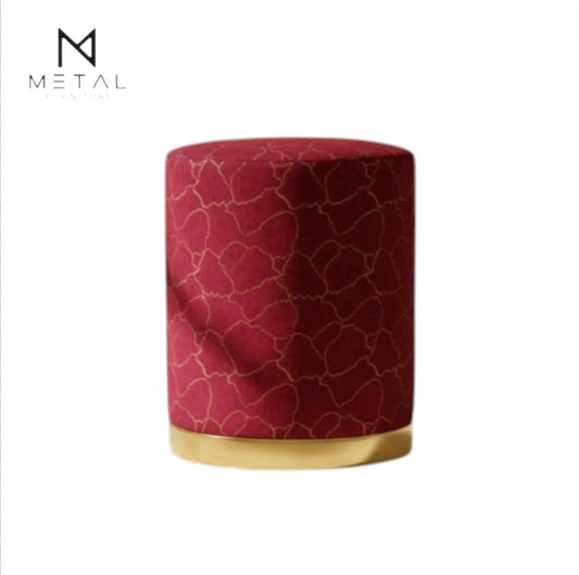 Elegant cracked marble design ottoman stool with gold ring base by Metal Furniture, perfect for contemporary interior accents.