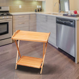 Beach Wood Double Top Folding Table Tea Serving Table