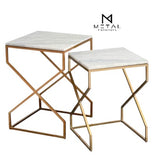 2 Pieces Square Nesting Set X Based Table Set Luxury Look