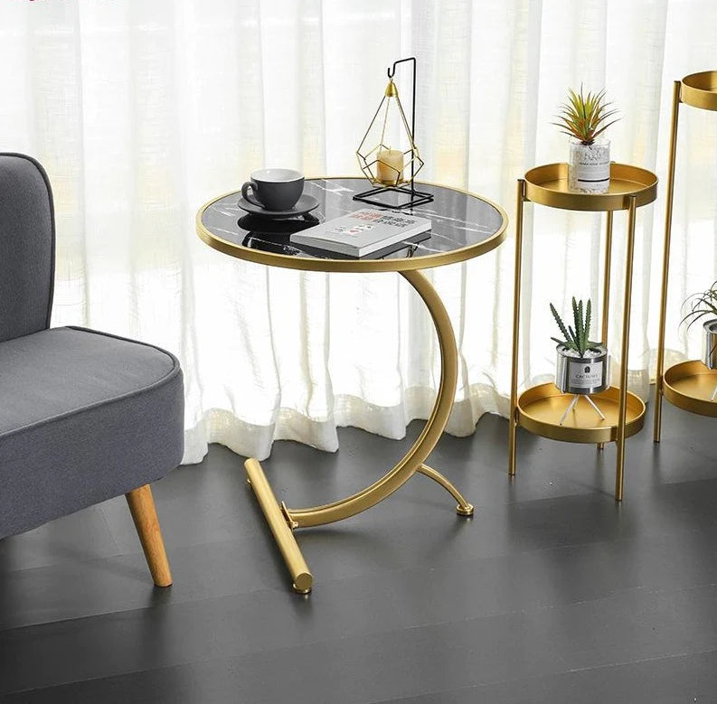 Bend Shaped Coffee Table Round Side Table Modern Style Coffee Table