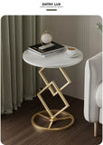 Round Top Geometric Base Coffee Table Luxury Look Sofa Side Table