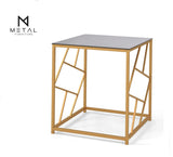 Square Base Versatile Look Coffee Table Wooden Marble Texture Top Bedside Table